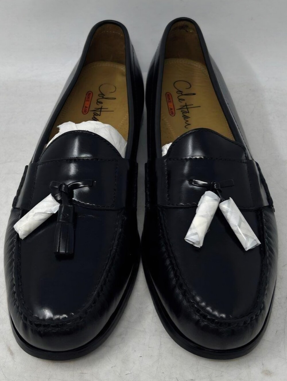 Cole Haan Men’s Black Leather Tassel Penny Loafers Sz 10 NO BOX